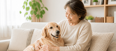 飼い主様と老犬